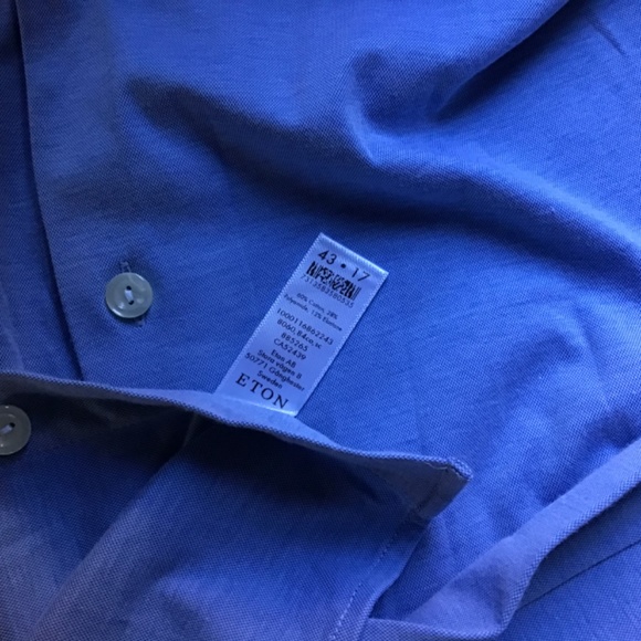 ETON contemporary sky blue stretchy dress shirt Sz 17 made in Romania 🇷🇴 - Picture 10 of 10
